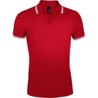 Рубашка поло мужская Pasadena Men 200 с контрастной отделкой красная с белым, XL