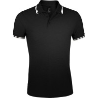 Рубашка поло мужская Pasadena Men 200 с контрастной отделкой черная с белым, 3XL