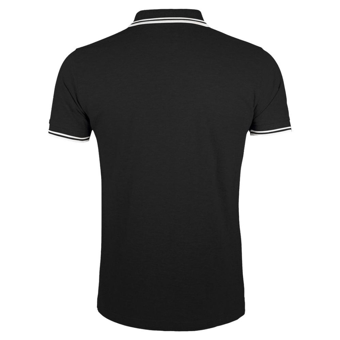 Рубашка поло мужская Pasadena Men 200 с контрастной отделкой черная с белым, L