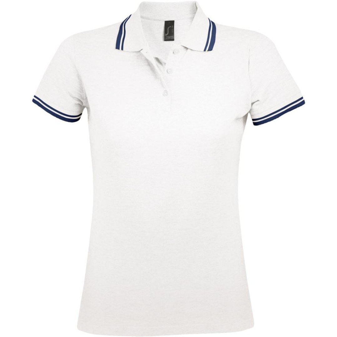 Рубашка поло женская Pasadena Women 200 с контрастной отделкой белая с синим, L