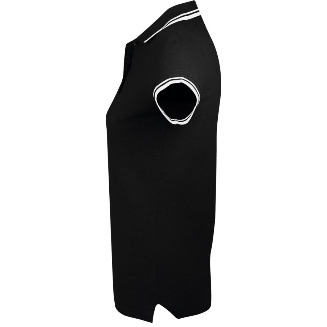 Рубашка поло женская Pasadena Women 200 с контрастной отделкой черная с белым, L