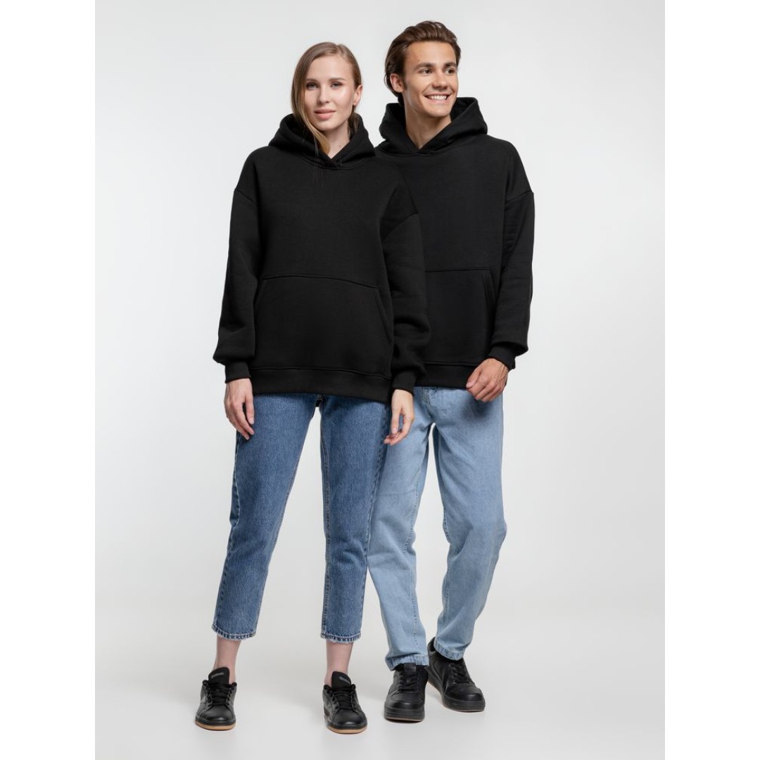 Худи оверсайз Kulonga Comfort Heavy, черное, XS/S