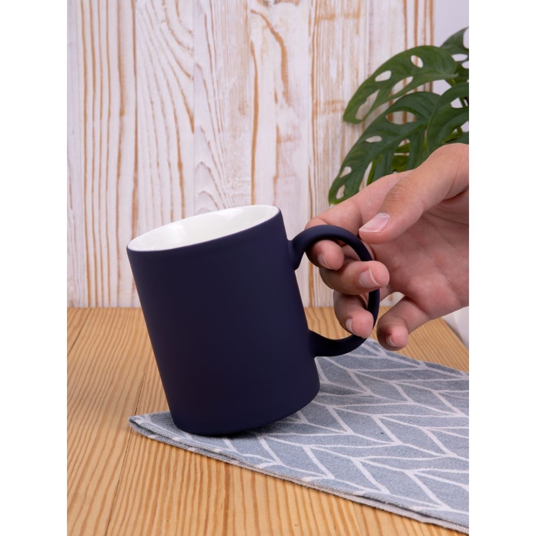 Кружка Promo Soft с покрытием софт-тач, темно-синяя