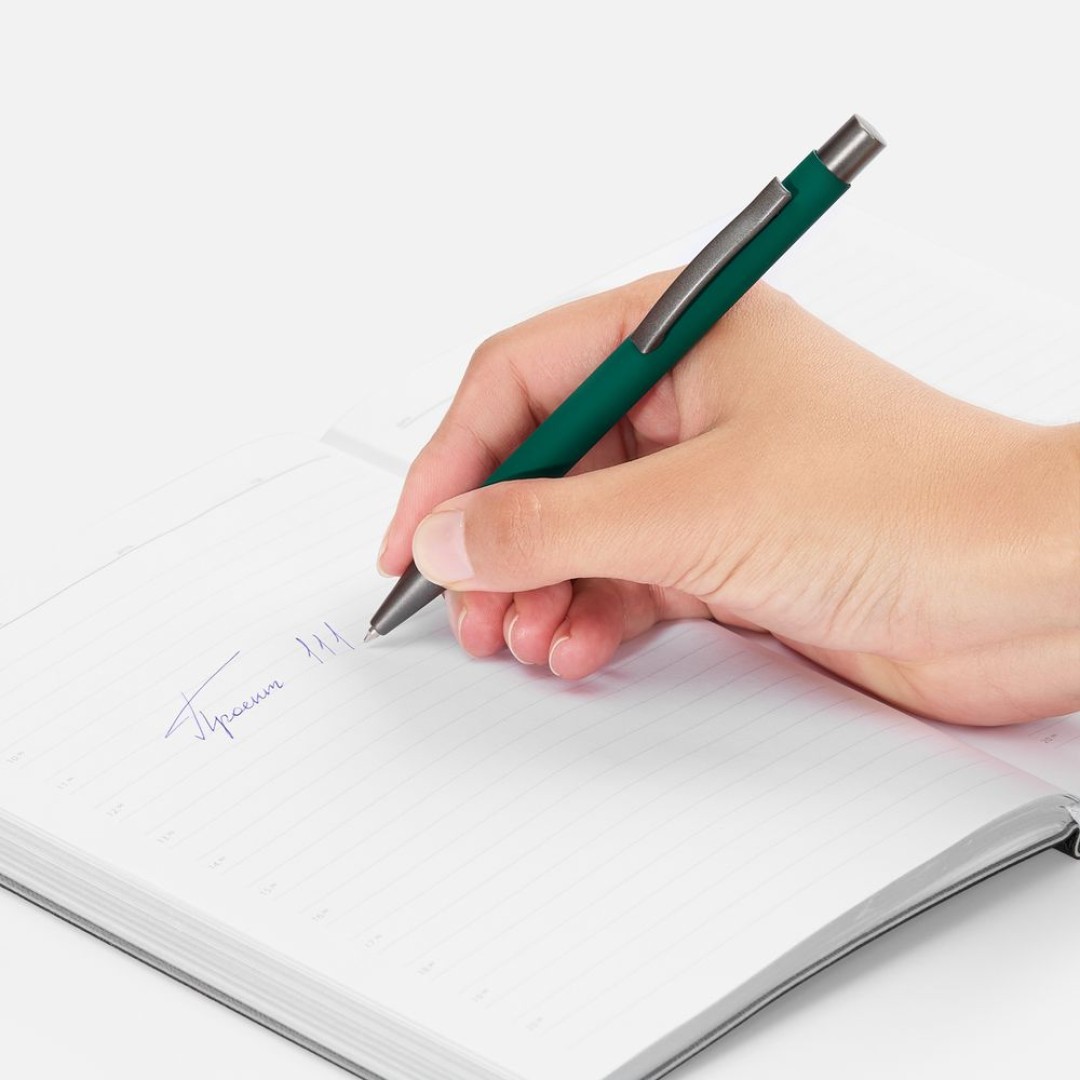 Ручка шариковая Atento Soft Touch, зеленая