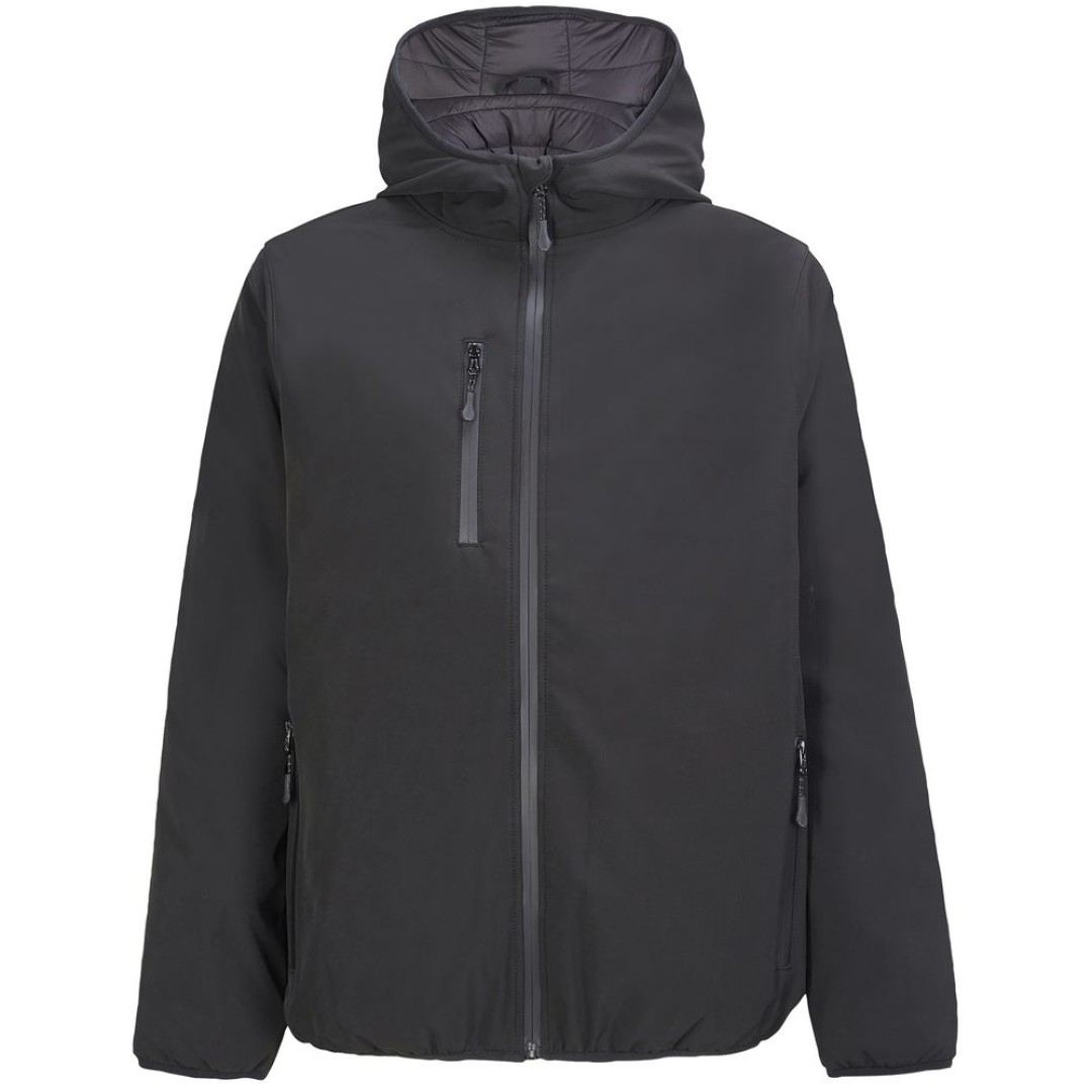 Куртка софтшелл с капюшоном мужская Falcon Men, черная, размер XL
