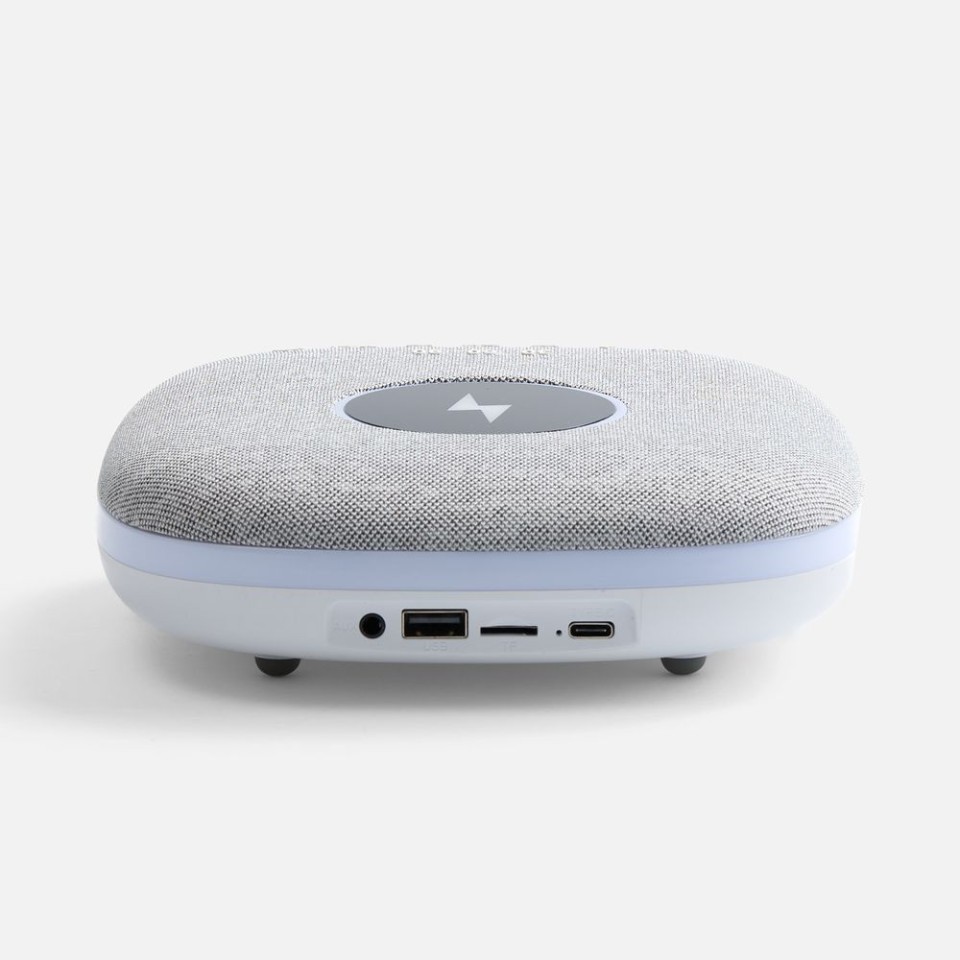Bluetooth-колонка с беспроводной зарядкой и подсветкой Terrafonic, серая