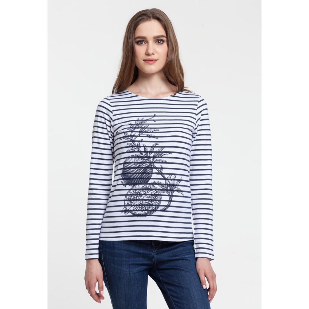 Футболка женская Grand Granat, белая с синим, XS