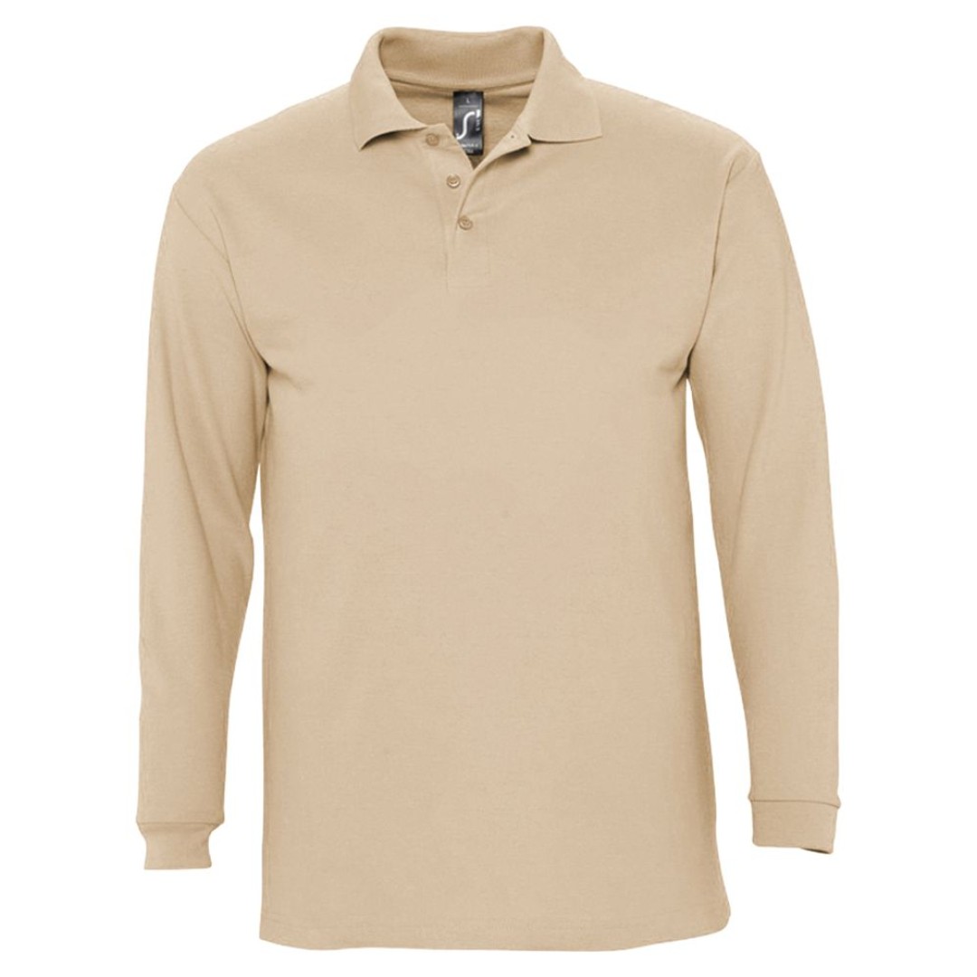 Рубашка поло мужская с длинным рукавом Winter II 210 бежевая, L
