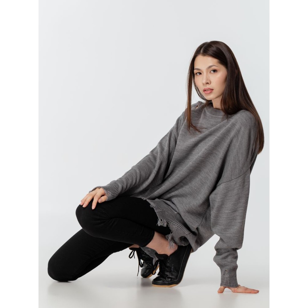 Джемпер оверсайз унисекс Grunge, серый, размер S/M