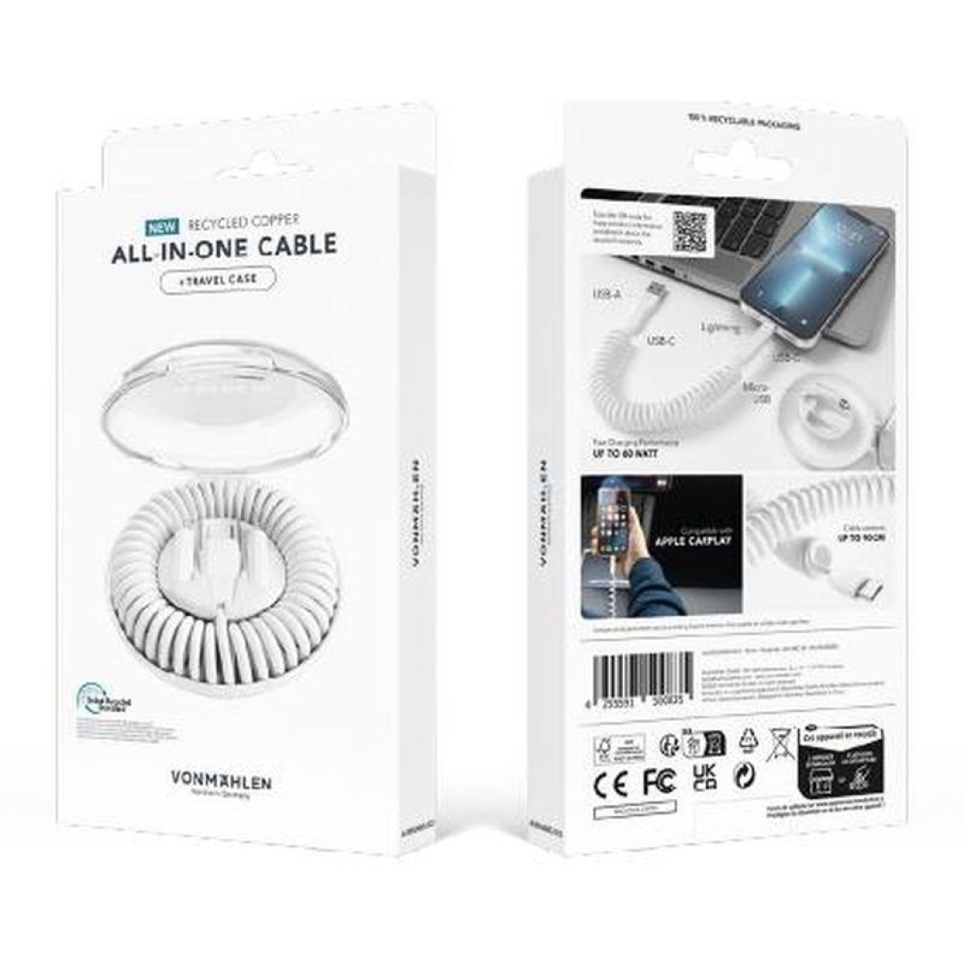 Кабель Vonmahlen Allroundo Еco для быстрой зарядки, черный