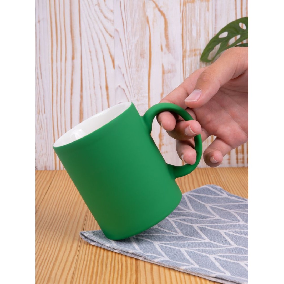 Кружка Promo Soft с покрытием софт-тач, зеленая