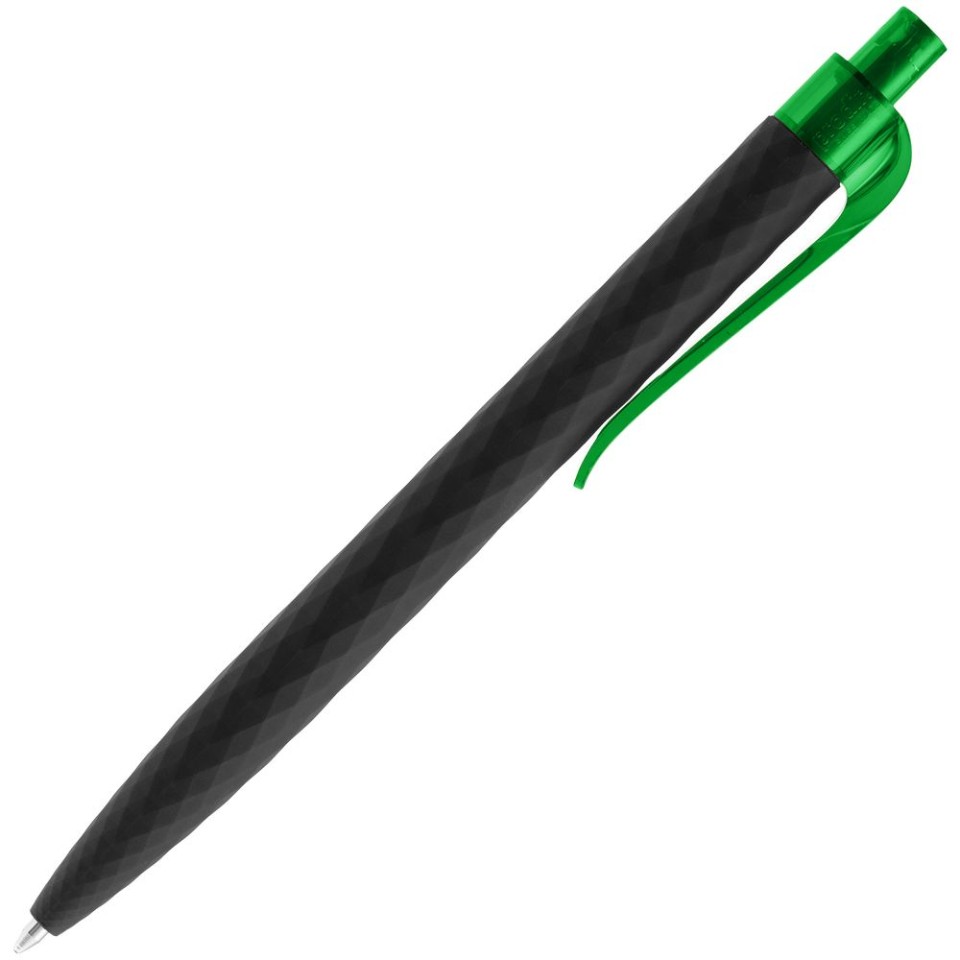 Ручка шариковая Prodir QS01 PRT-T Soft Touch, черная с зеленым