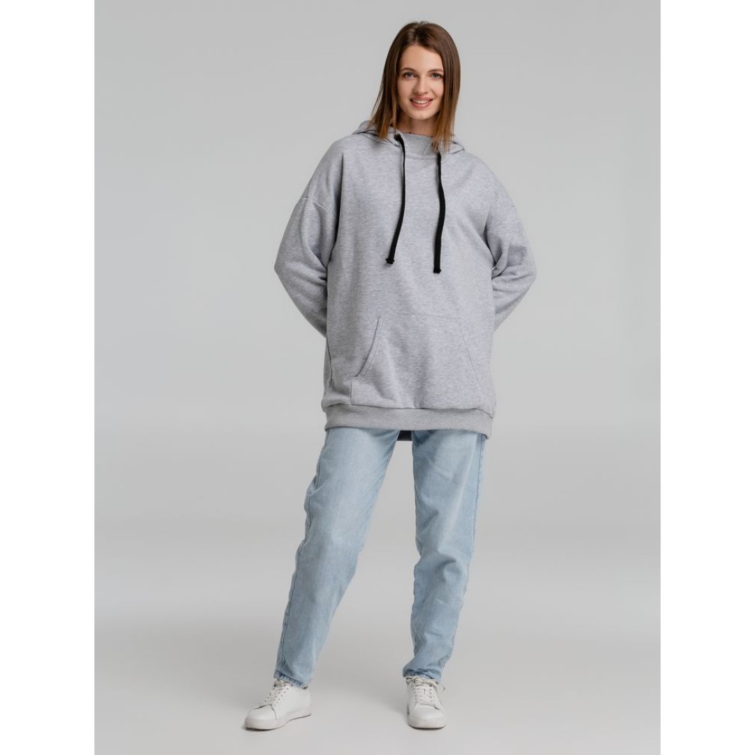 Худи оверсайз «Чистая соль», серый меланж, XS/S (44-46)