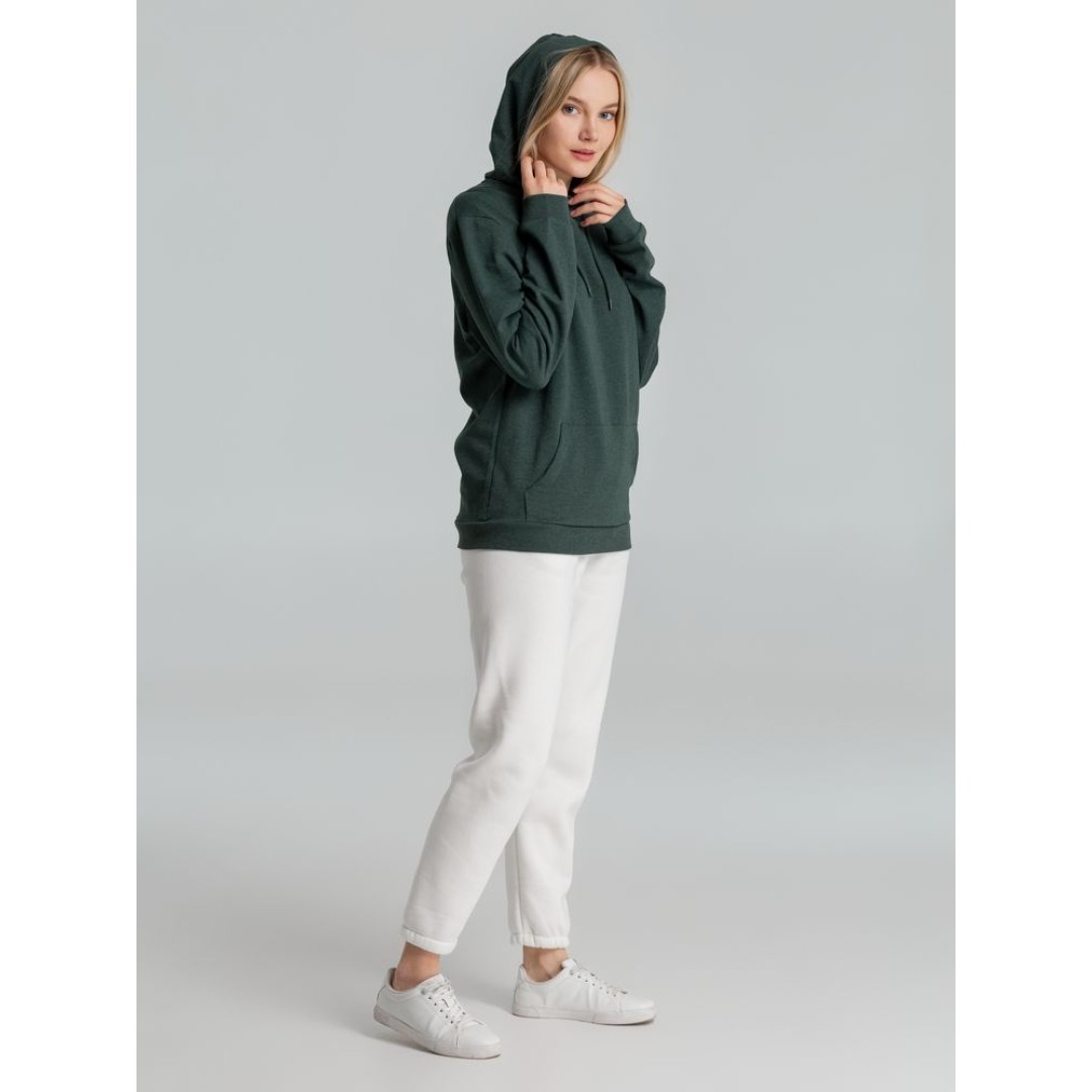Толстовка с капюшоном унисекс Hoodie, темно-зеленый меланж