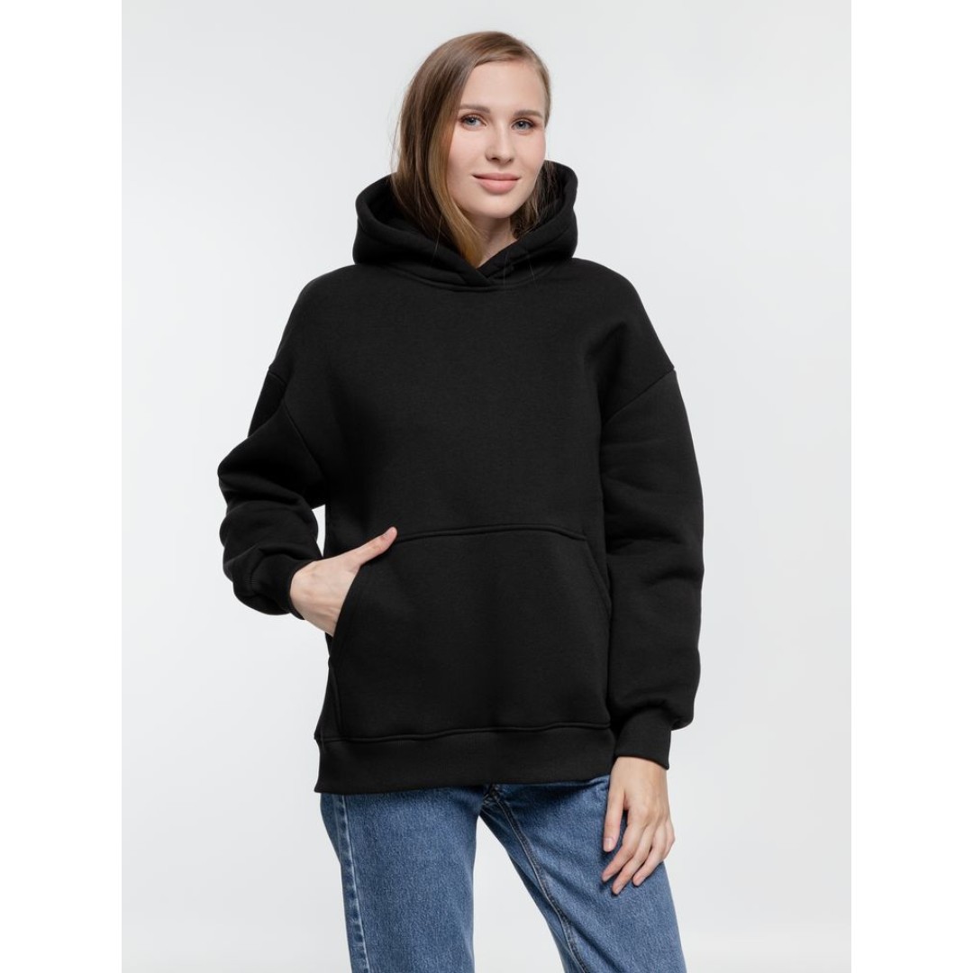 Худи оверсайз Kulonga Comfort Heavy, черное, XS/S