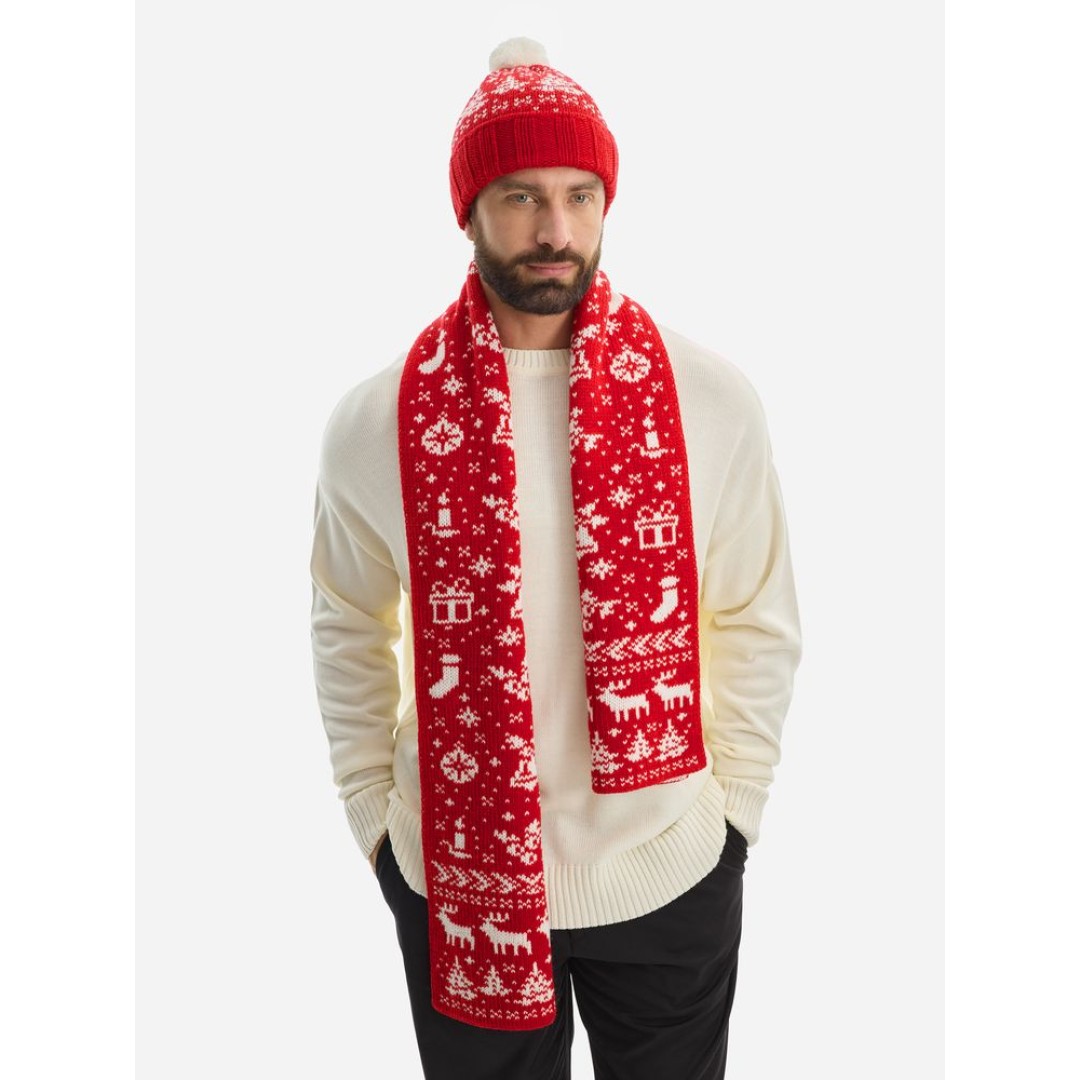 Шарф Holidale, красный с молочным