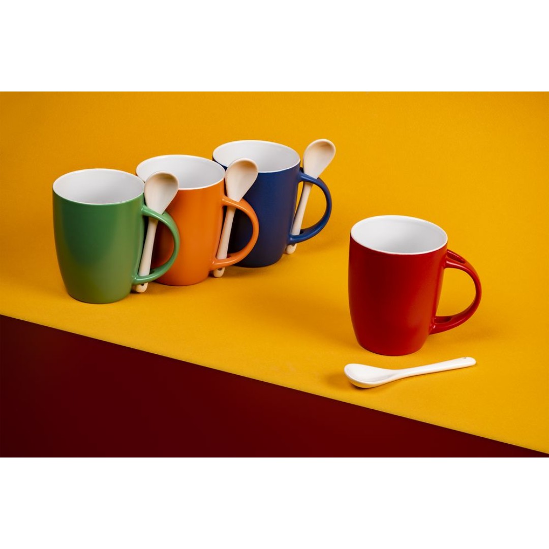 Кружка с ложкой Cheer Up, ver.2, красная