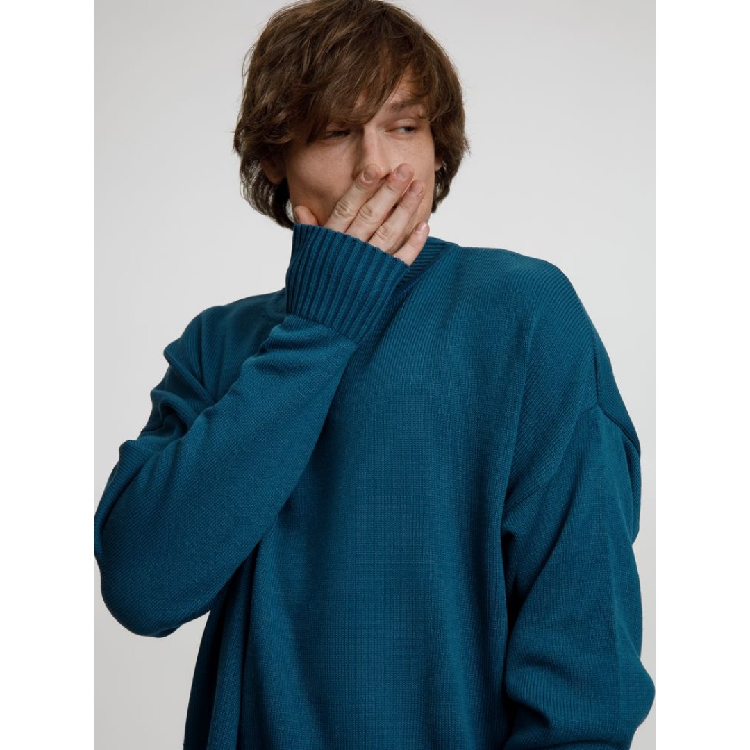 Джемпер оверсайз унисекс Stated в сумке, синий (морская волна), размер S/M