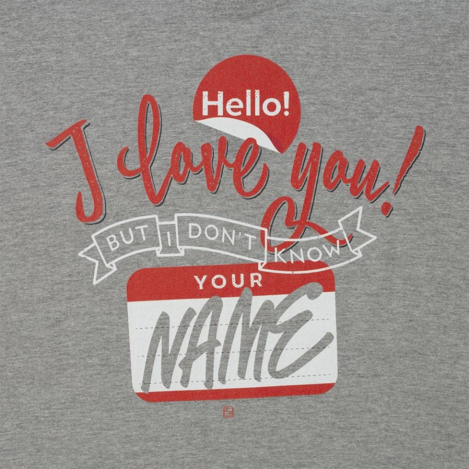 Футболка Hello! I Love You!, серый меланж, S