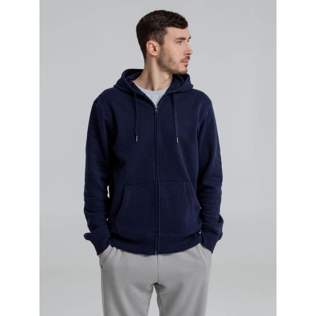 Толстовка на молнии с капюшоном унисекс King, темно-синяя