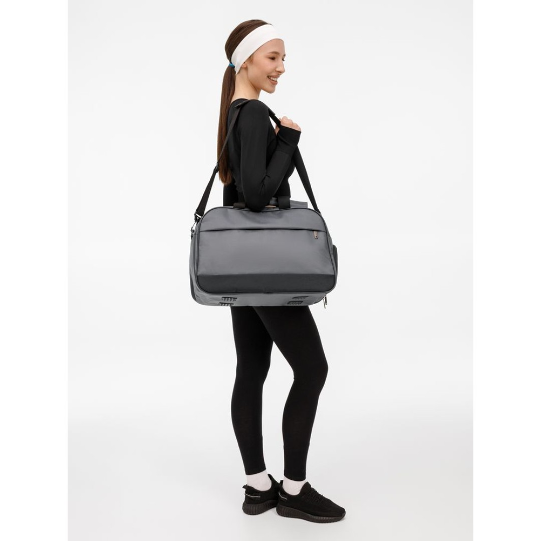 Спортивная сумка Atlantes, светло-серая с черным