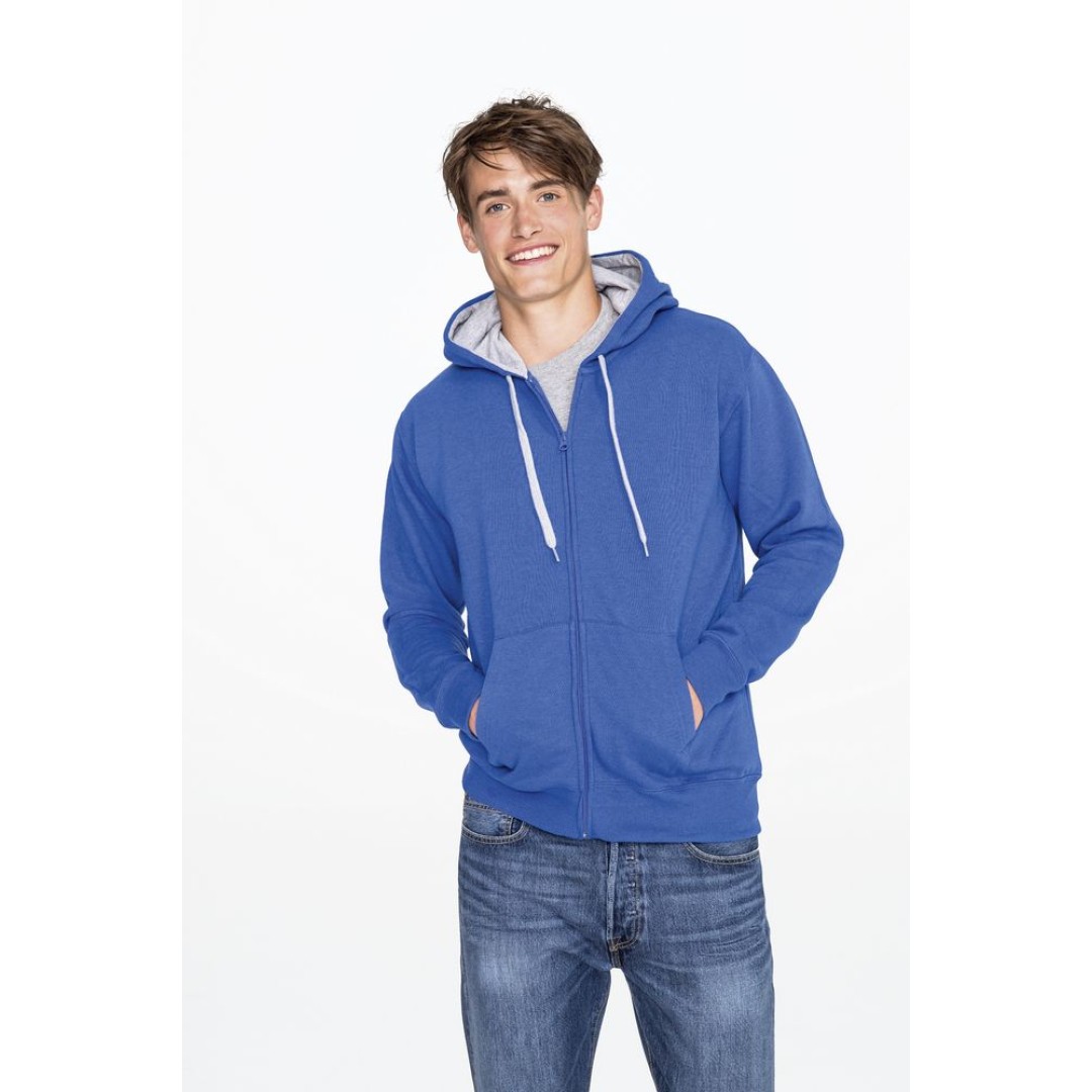 Толстовка мужская на молнии Soul men 290 с контрастным капюшоном, темно-синий, S