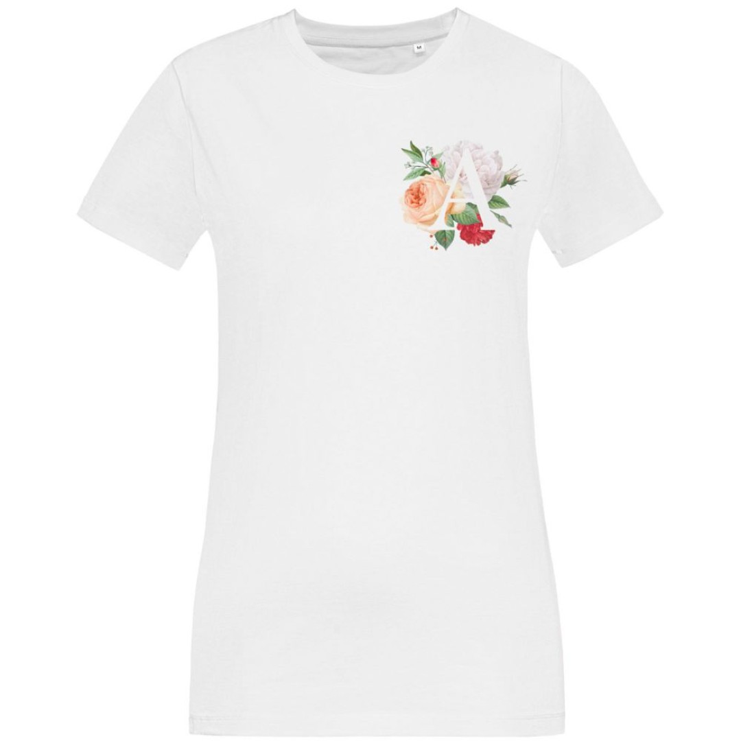 Футболка женская «Цветочная азбука: А», белая, XL
