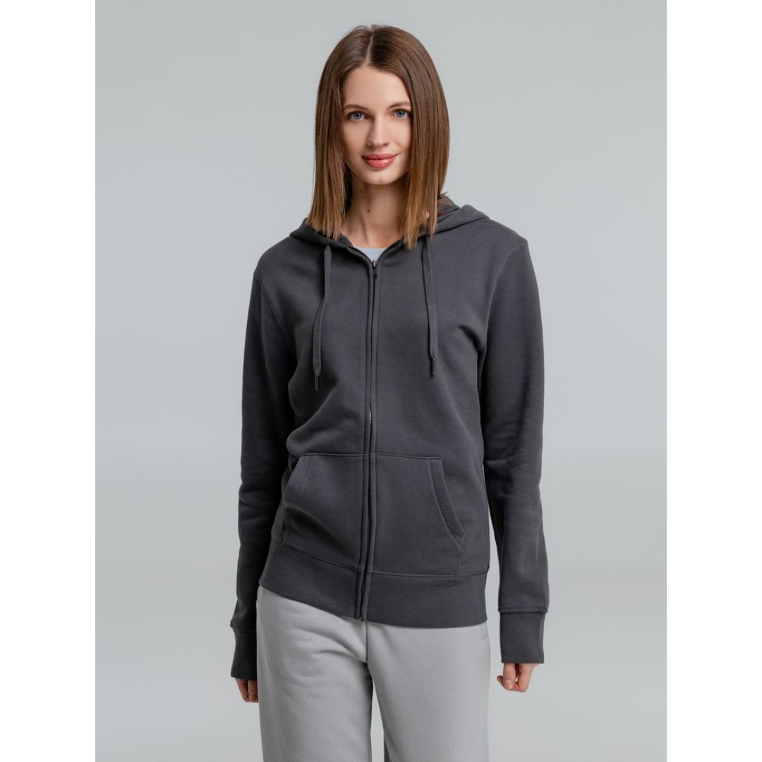 Толстовка на молнии с капюшоном унисекс King, темно-серая