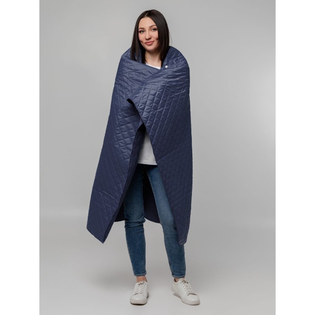 Плед-пончо для пикника SnapCoat, синий