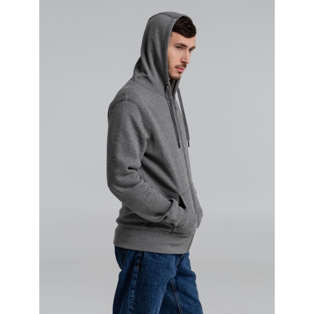 Толстовка на молнии с капюшоном унисекс King, темно-серый меланж, S