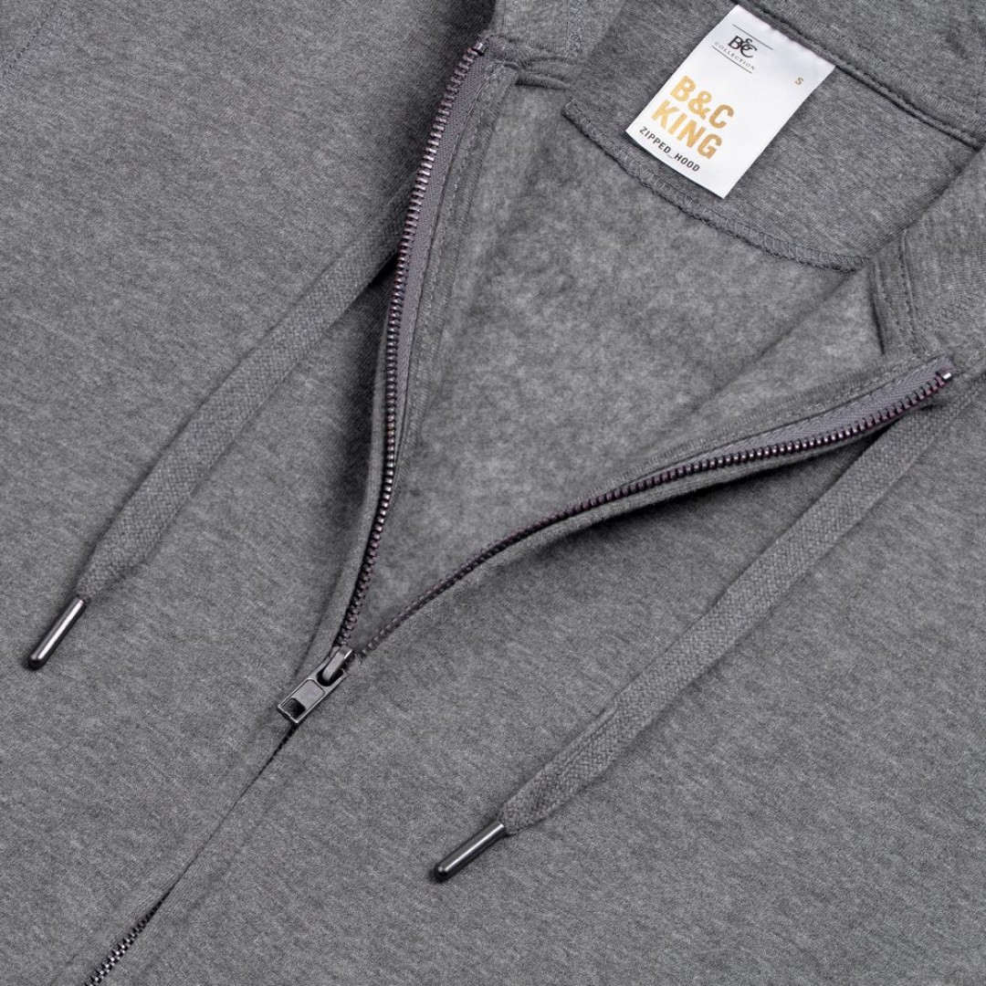 Толстовка на молнии с капюшоном унисекс King, темно-серый меланж, S