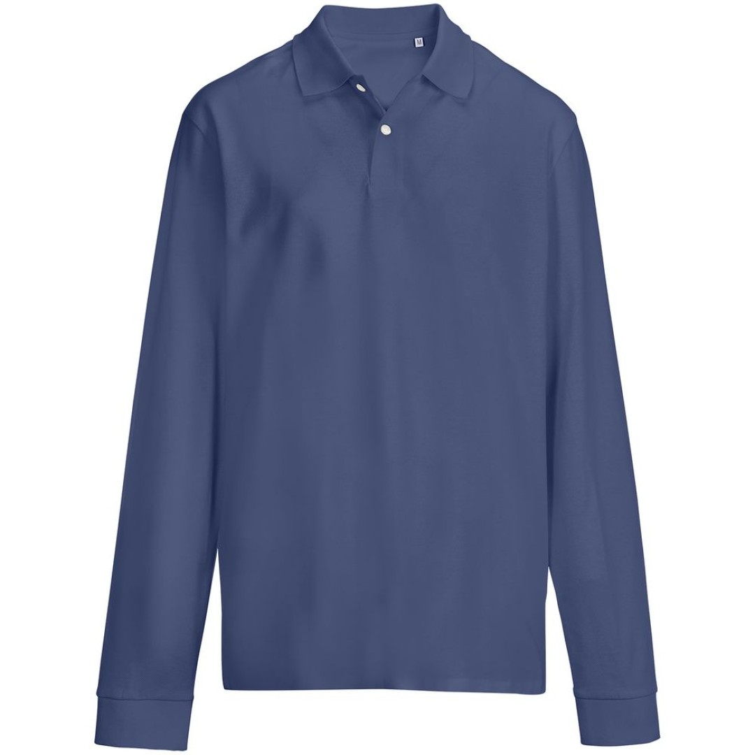 Рубашка поло унисекс с длинным рукавом Pacific LSL, синяя (джинс), размер L