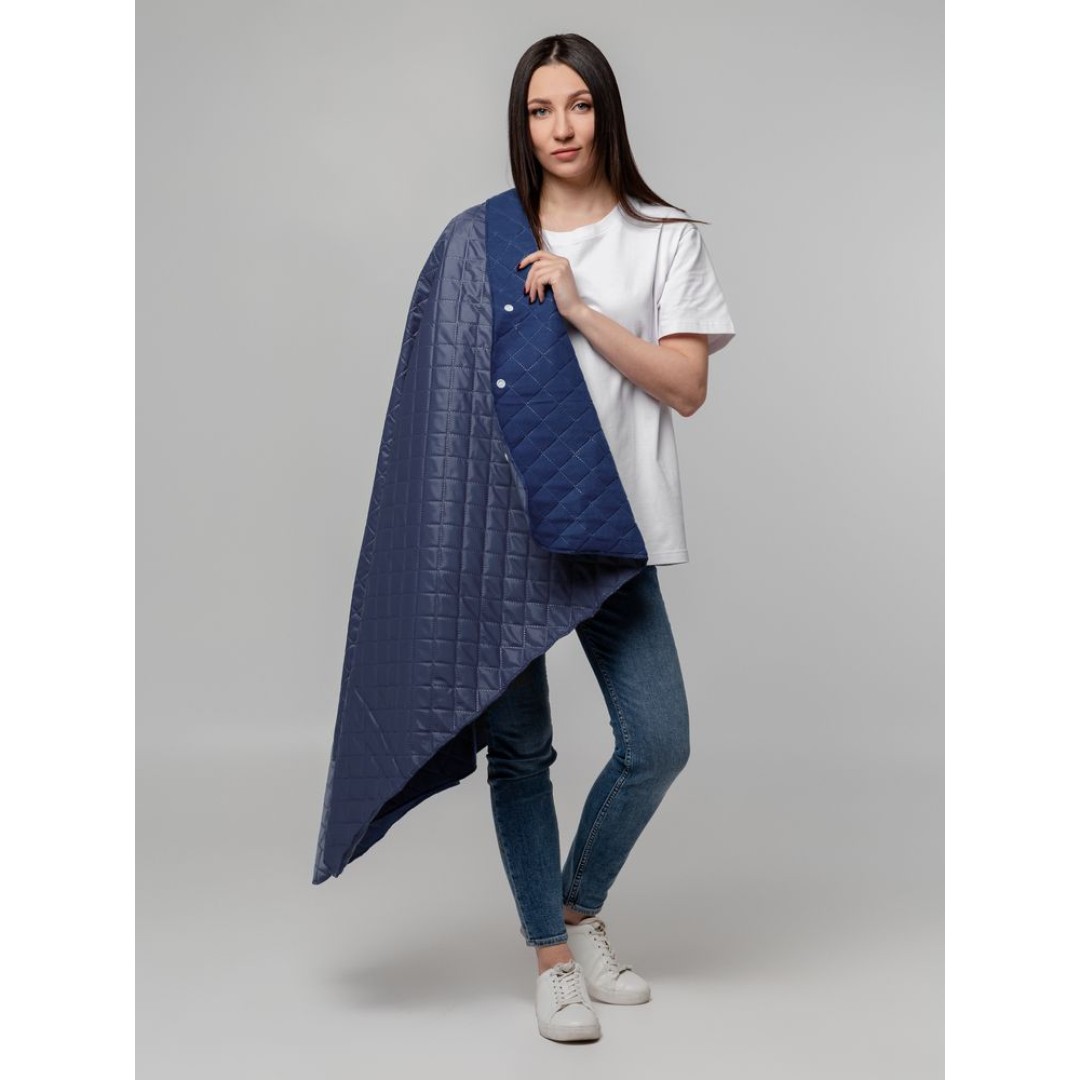 Плед-пончо для пикника SnapCoat, синий