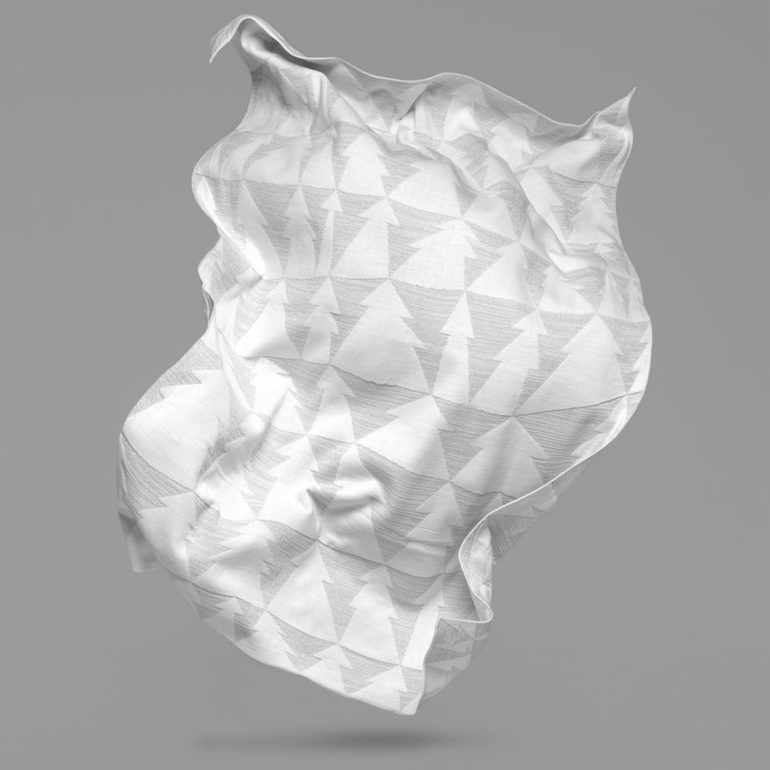 Плед «Танцующий лес», белый с серебристым