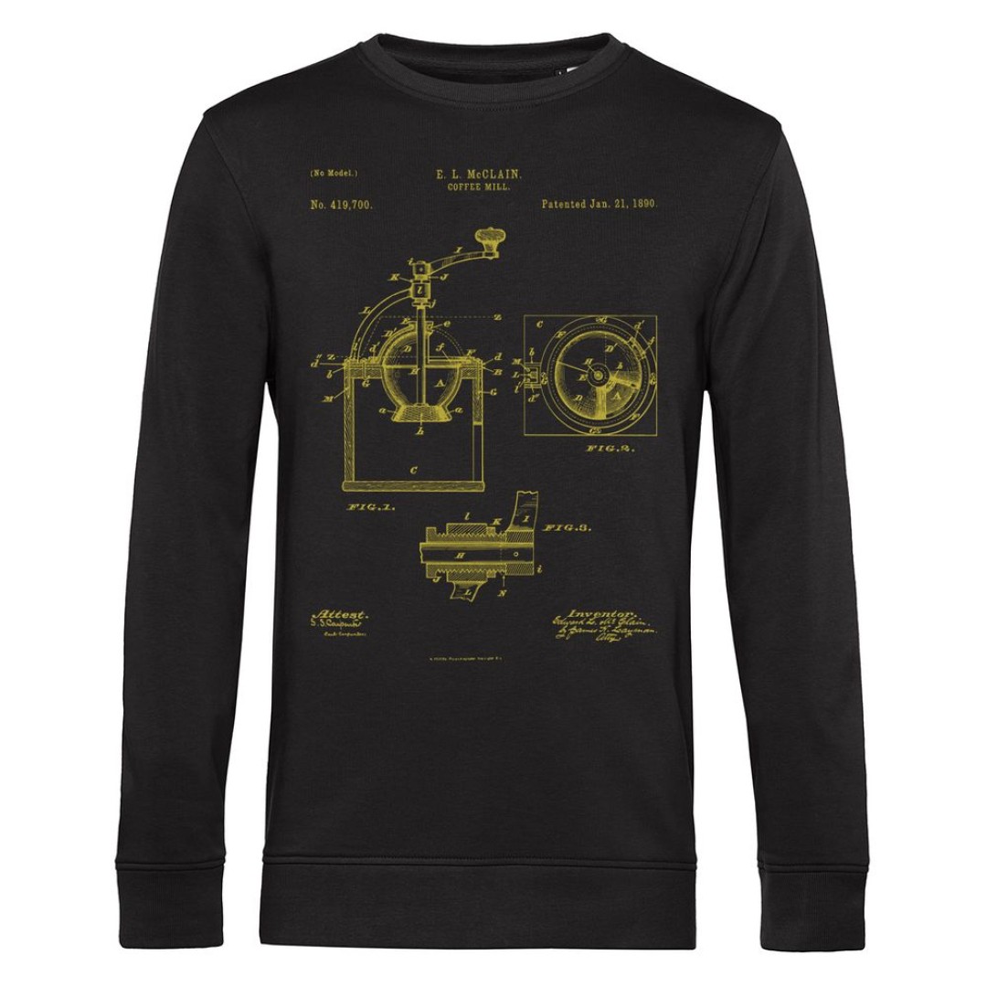 Свитшот Old Patents. Coffee Mill, черный, S
