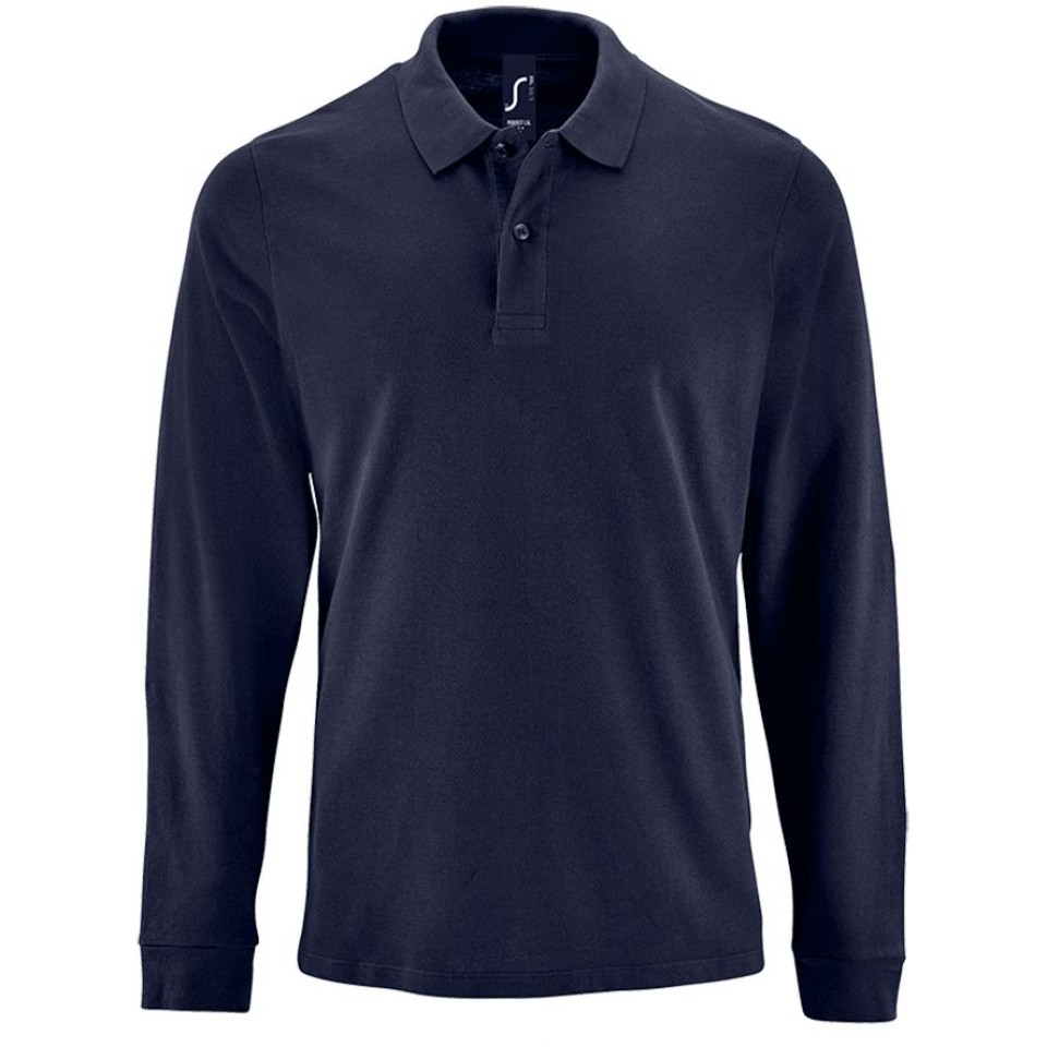 Рубашка поло мужская с длинным рукавом Perfect LSL Men темно-синяя, 3XL