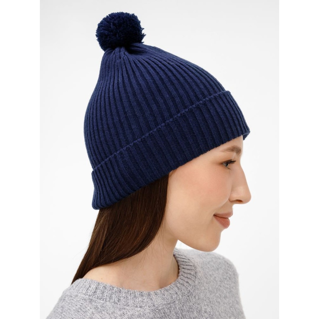Шапка Catch Match с помпоном, темно-синяя
