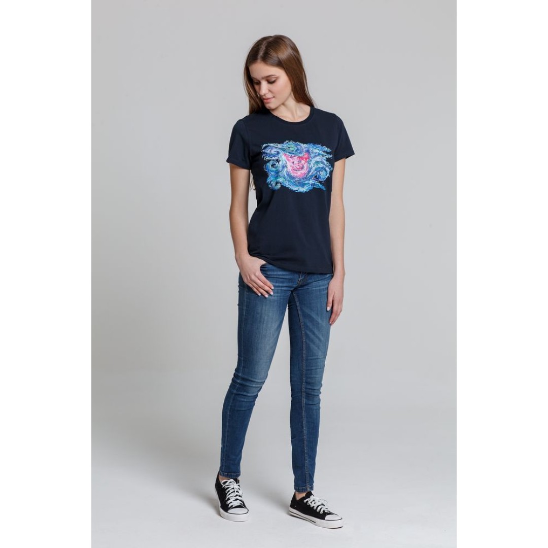 Футболка женская «Ван-Пиг», синий, S