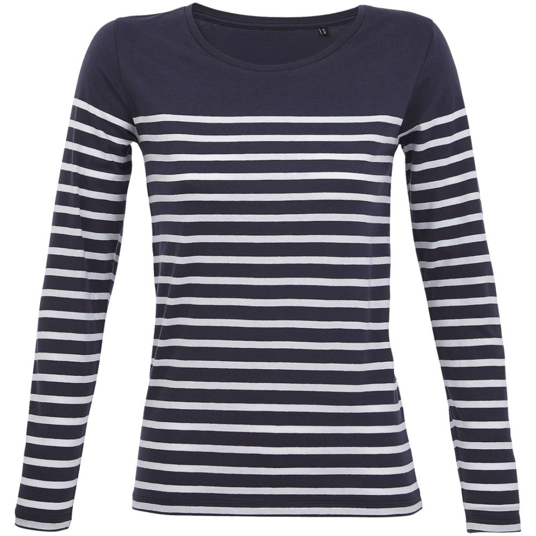 Футболка женская с длинным рукавом Matelot LSL Women, темно-синяя с белым, XL