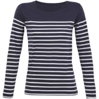 Футболка женская с длинным рукавом Matelot LSL Women, темно-синяя с белым, L