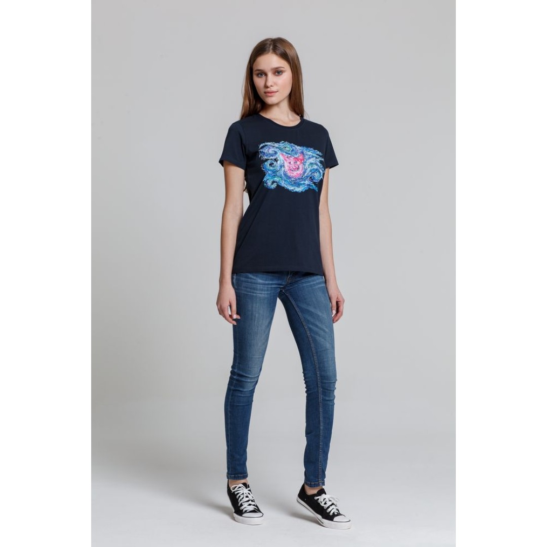 Футболка женская «Ван-Пиг», синий, S