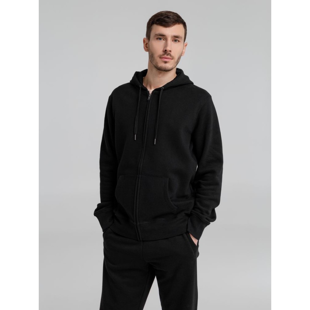 Толстовка на молнии с капюшоном унисекс King, черная, 3XL