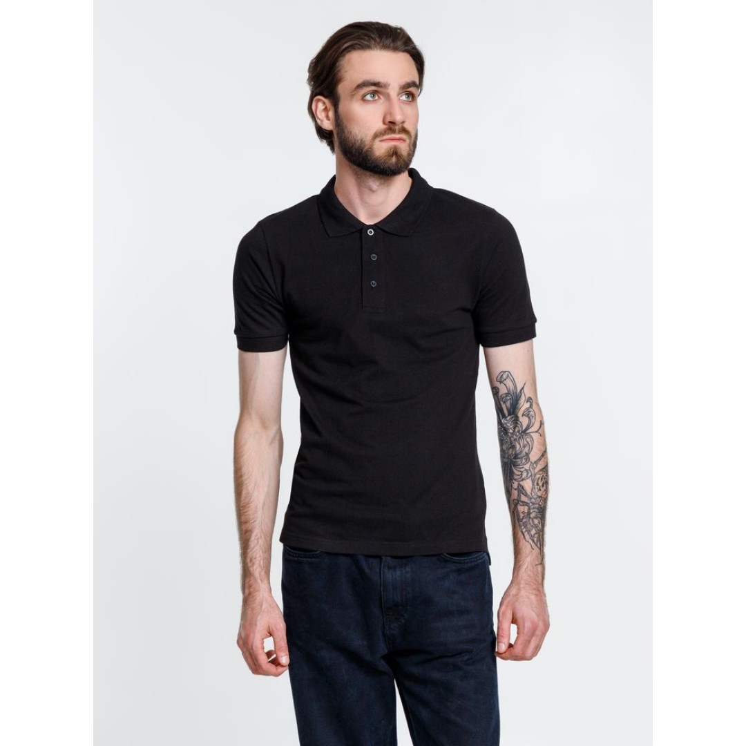 Рубашка поло мужская Adam, черная, размер XXL