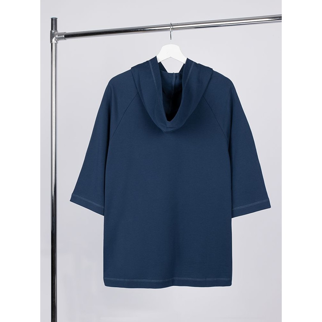 Футболка оверсайз унисекс с капюшоном Neofit, темно-синяя, размер XS/S