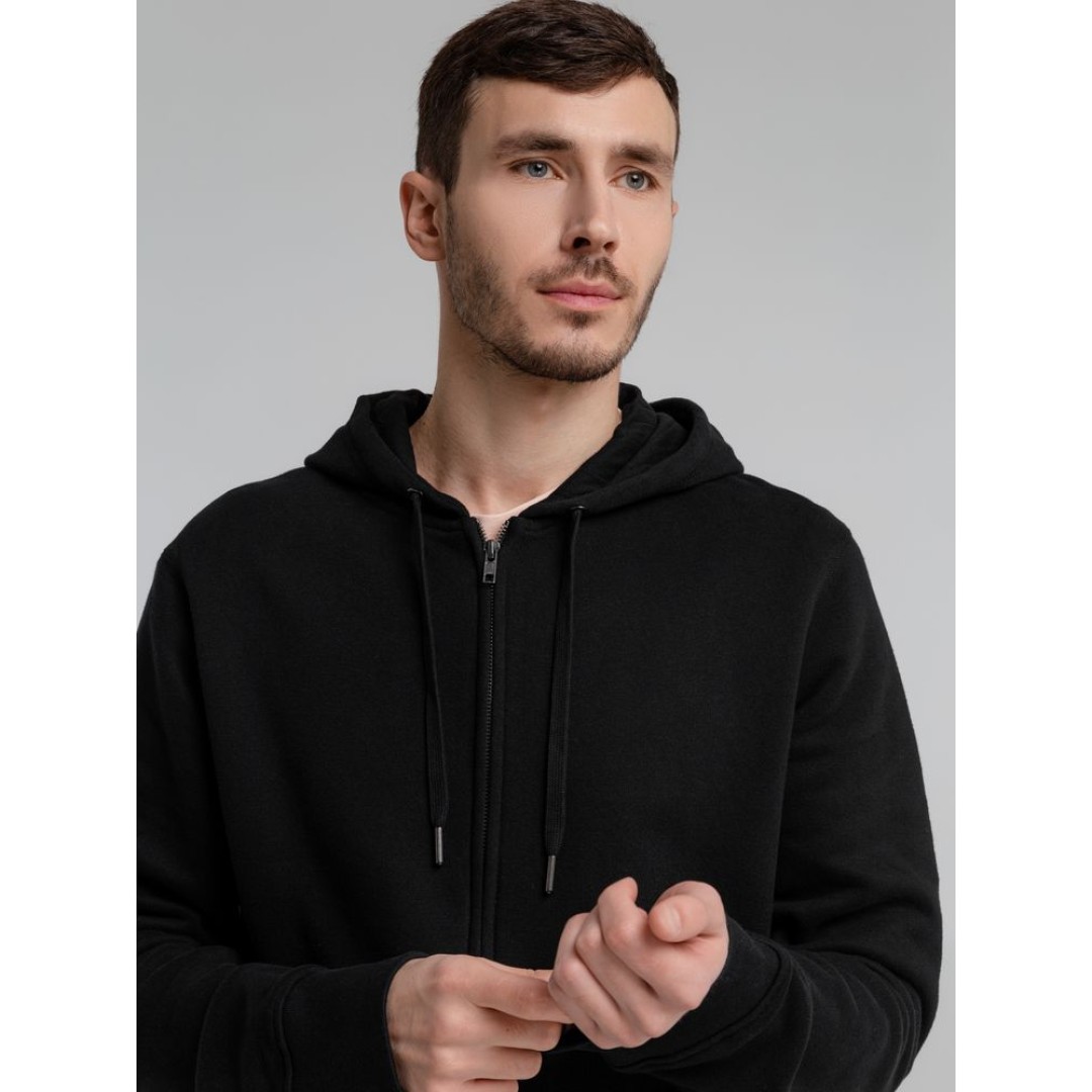 Толстовка на молнии с капюшоном унисекс King, черная, 3XL