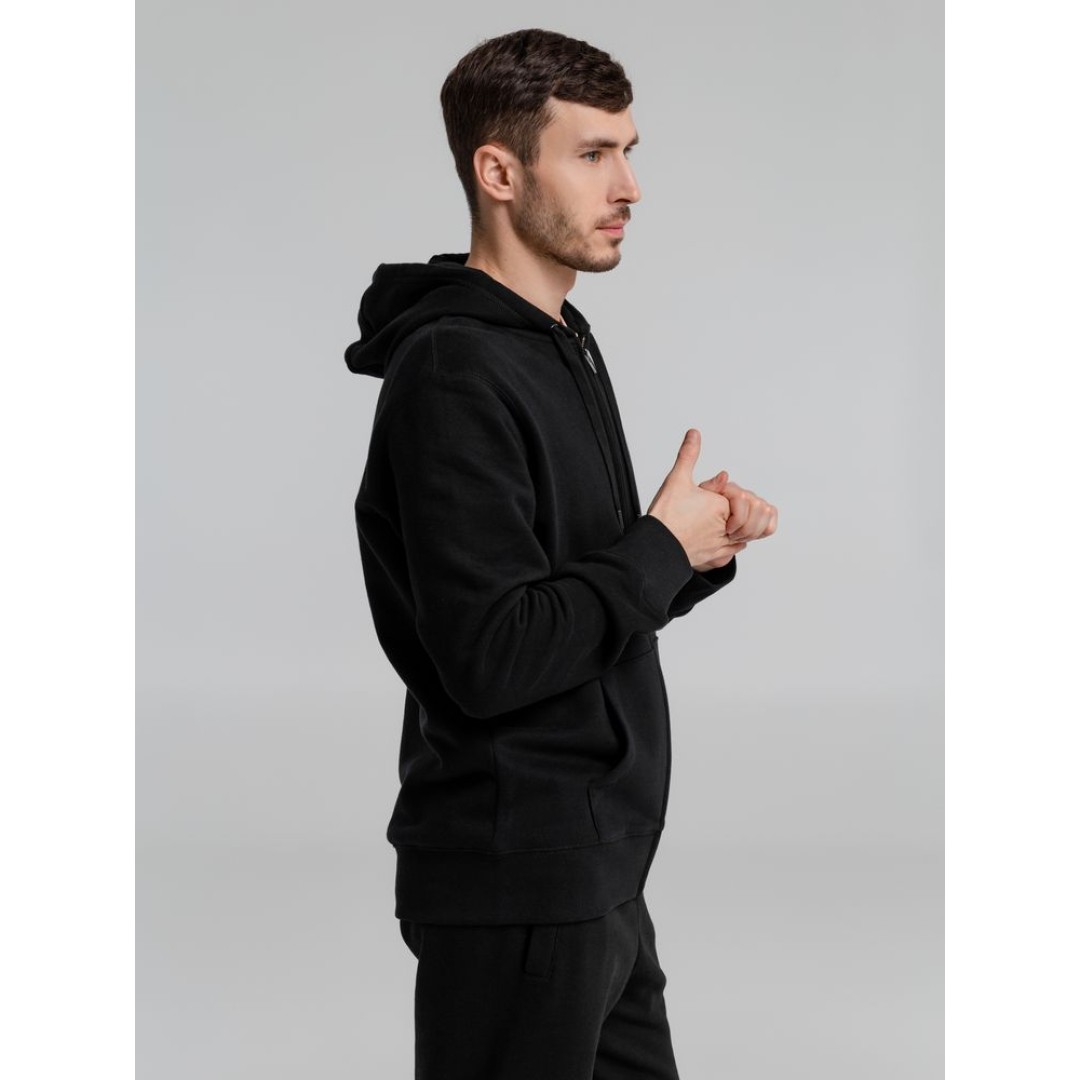 Толстовка на молнии с капюшоном унисекс King, черная, 3XL