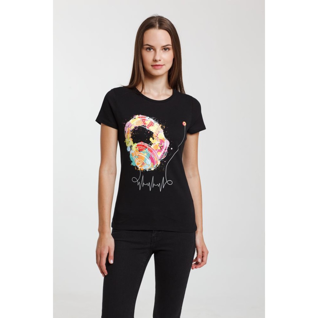 Футболка женская Feel The Beat, черная, L