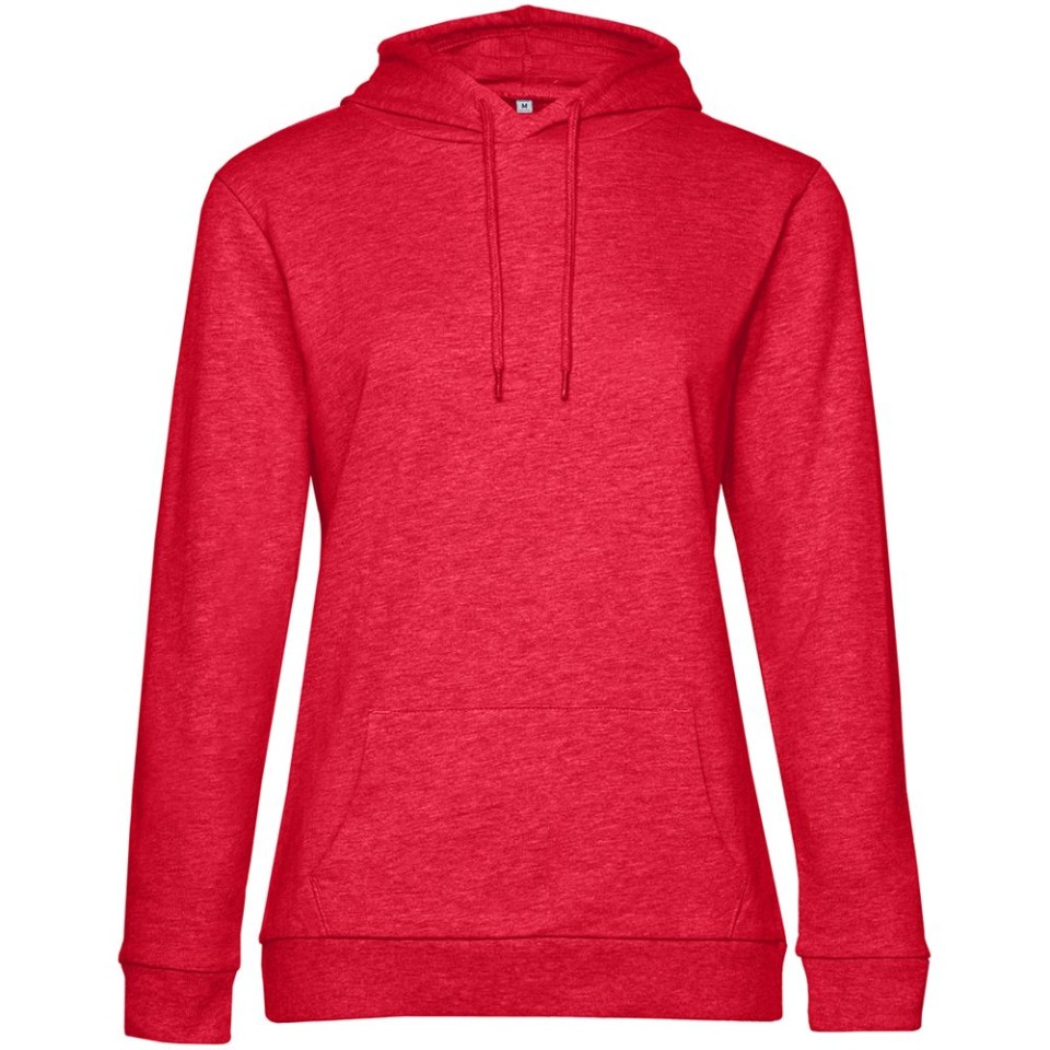 Толстовка с капюшоном женская Hoodie, красный меланж, L