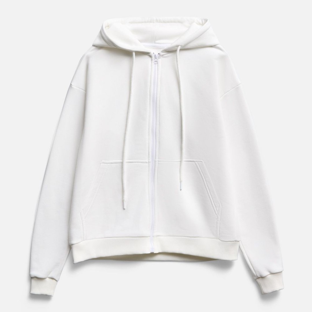 Толстовка унисекс оверсайз на молнии Zippy Terry, белая, размер M/L