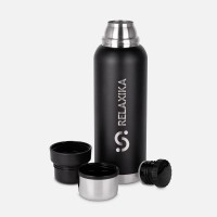 Термос Relaxika 1200 со стикерпаком, черный